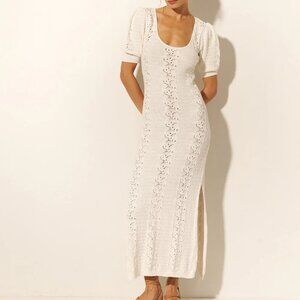 Kivari-Helena Knit Midi Dress - Ivory